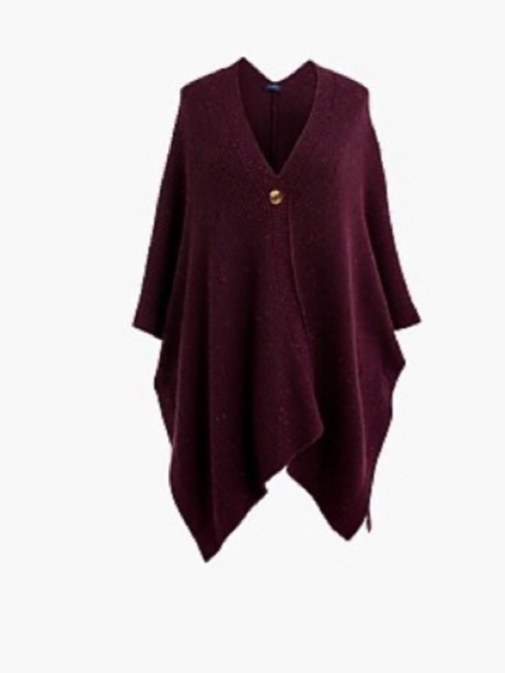 J. Crew Burgundy Donegal V-Neck Poncho with Single Button